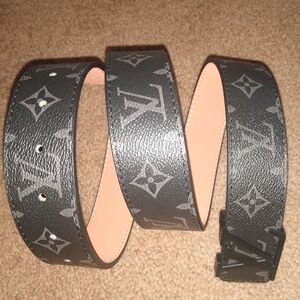 Louis Vuitton Black and Gray Monogram Belt